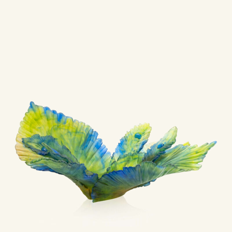 daum fleur de paon exotique centerpiece green limited edition