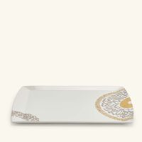 دملاج طبق قمر للضيافة بتصميم مستطيل أبيض اللون   39 سم