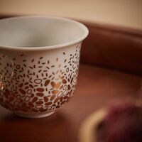 Tamrah by Razan Alazzouni Dates Spread Top Arabic Coffee Cup Gold Set of 2 silsal tamrah by razan alazzouni dates spread top arabic coffee cup gold set of 2