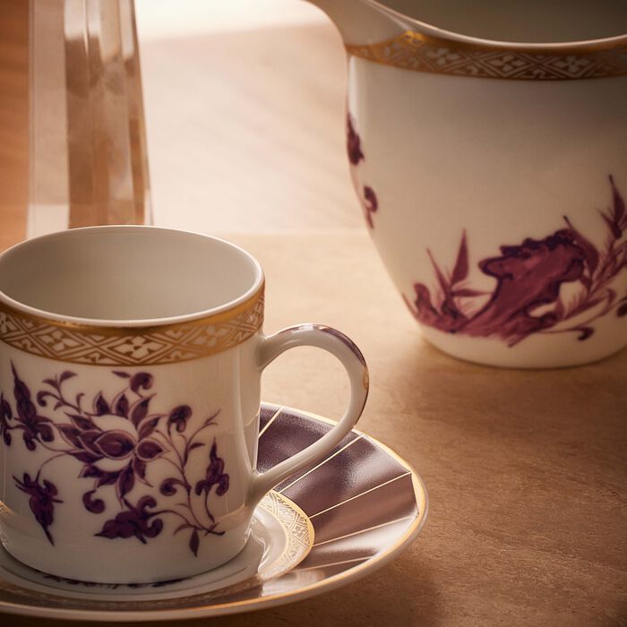 bernardaud prunus coffee cup saucer pink