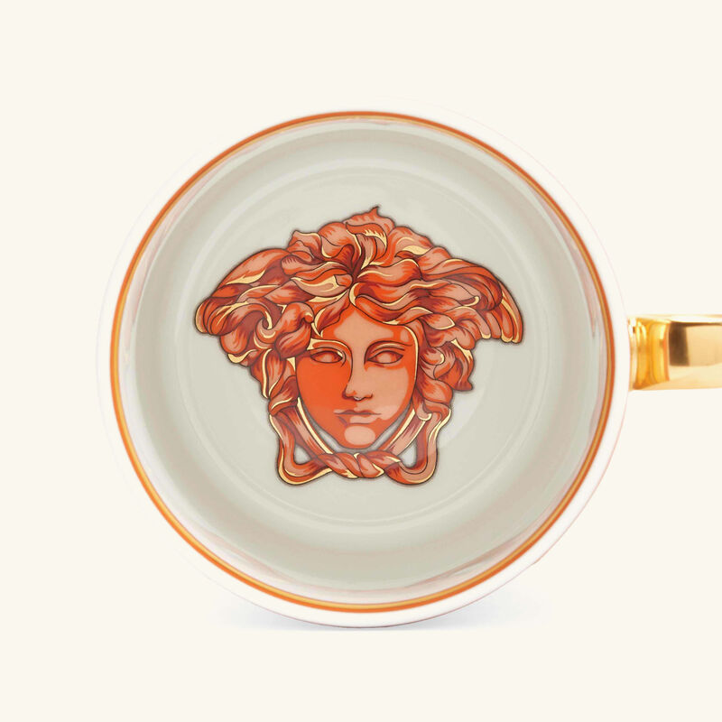 versace orange coin mug white