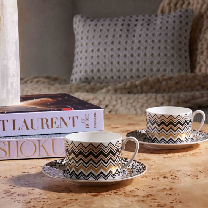 missoni home zig zag gold tea cup saucer pattern