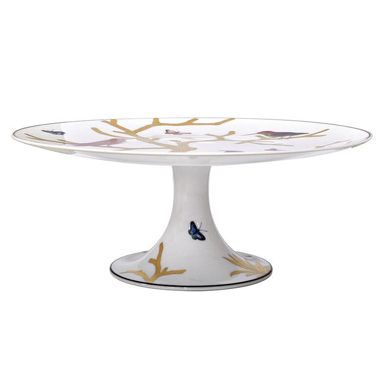 Aux Oiseaux Footed Cake Platter, large