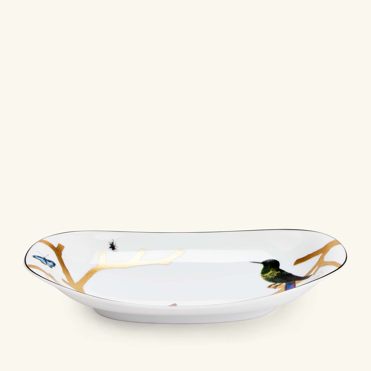 bernardaud aux oiseaux serving platter oval gold 21cm