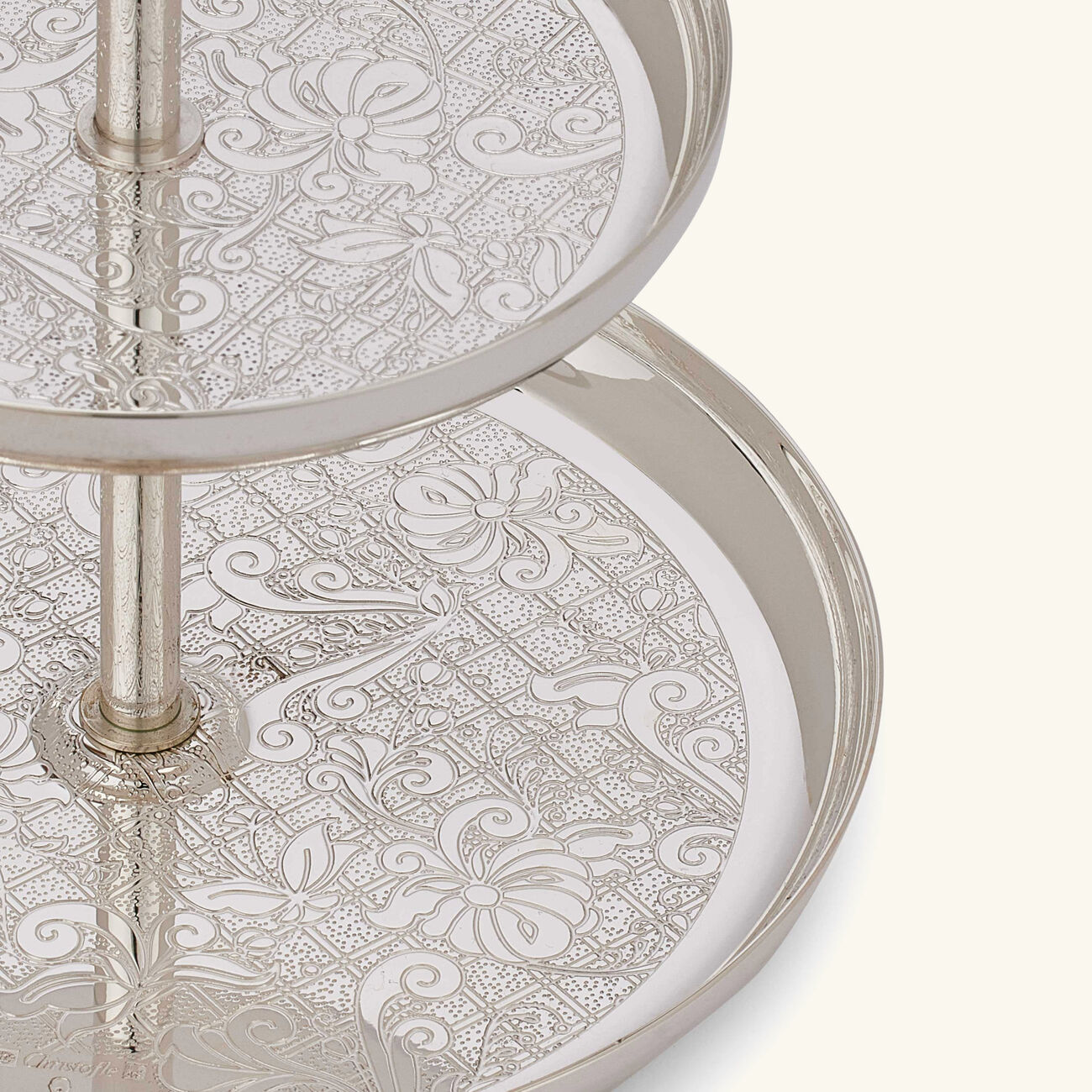 Jardin D'Eden Cake Stand 2 Tier Silver Plated christofle jardin d eden cake stand 2 tier silver plated