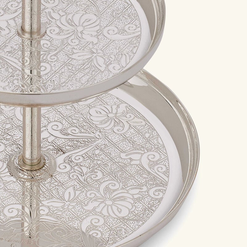 Jardin D'Eden Cake Stand 2 Tier Silver Plated christofle jardin d eden cake stand 2 tier silver plated
