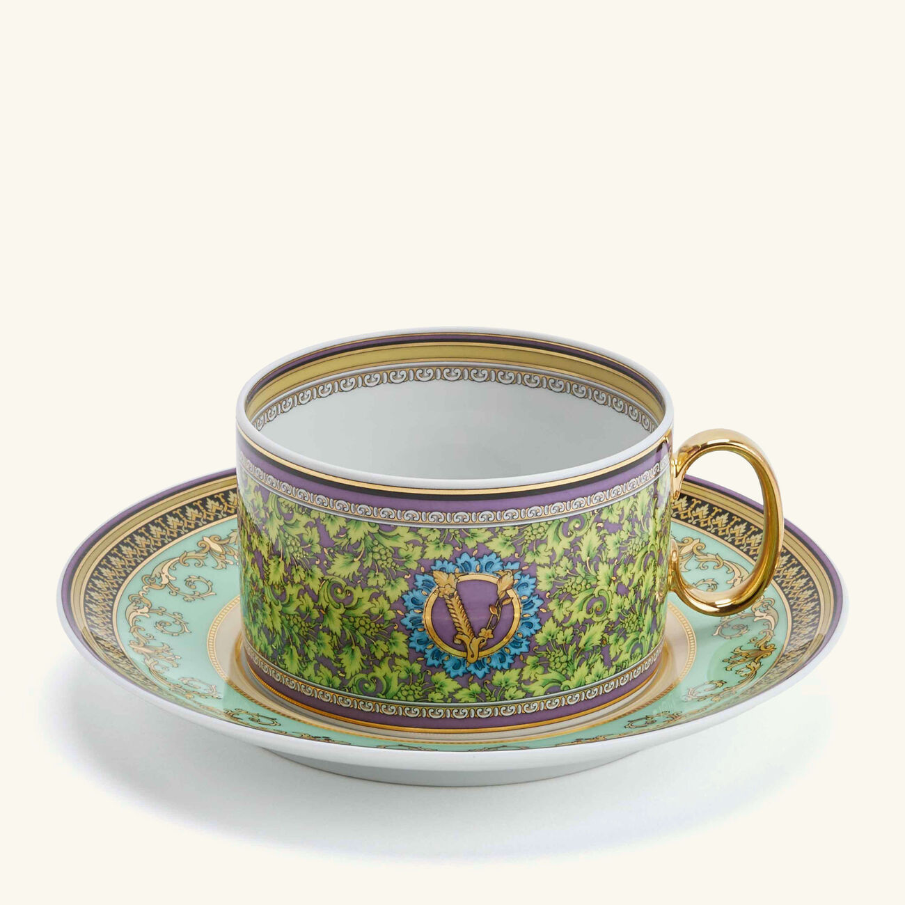 versace barocco mosaic tea cup saucer pattern set of 6