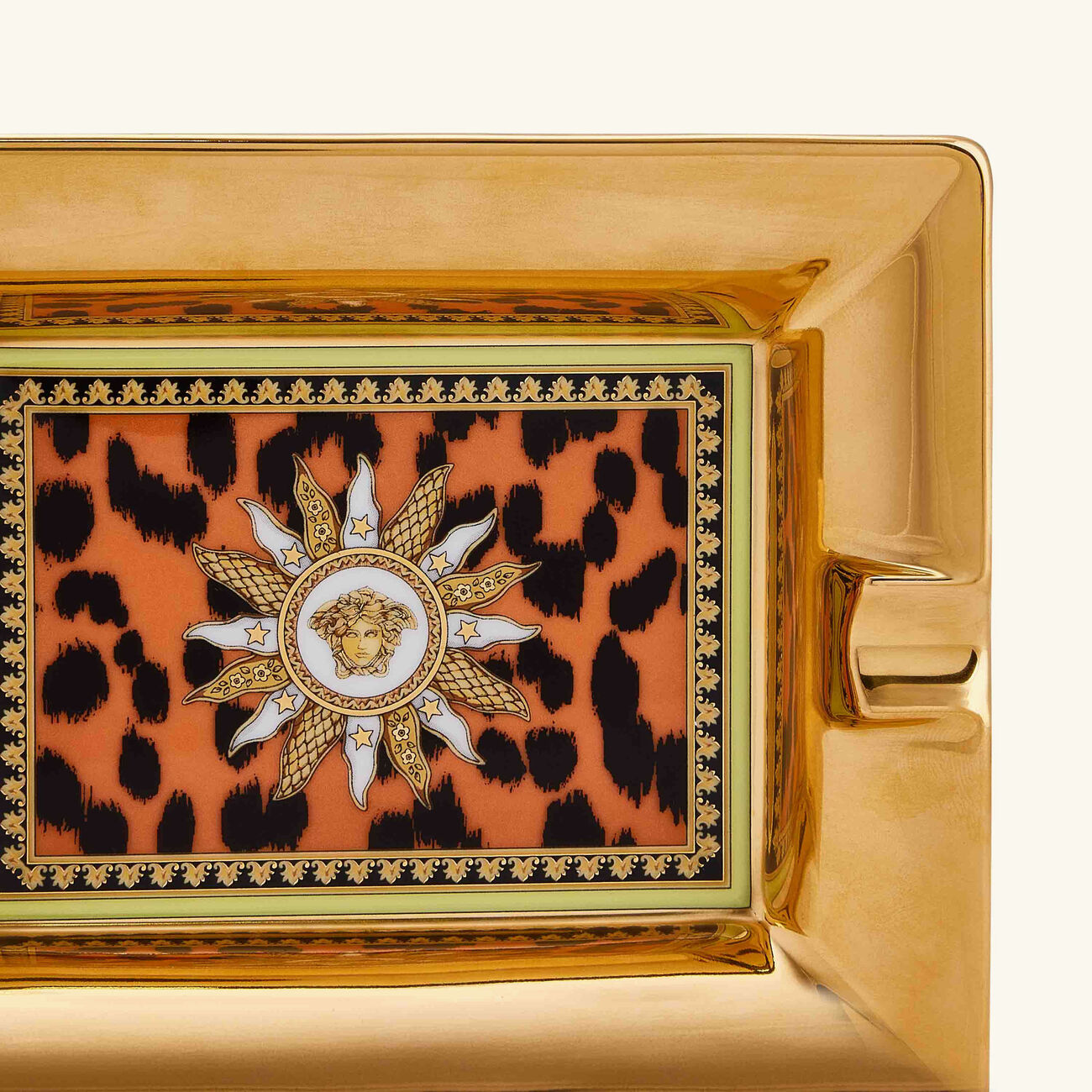 versace jungle animalier ashtray rectangular small gold