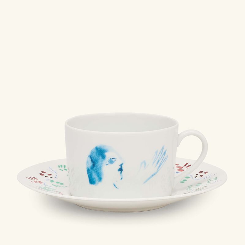bernardaud marc chagall tea cup   saucer white set of 2
