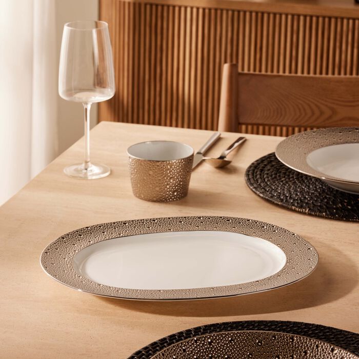 bernardaud ecume serving platter oval silver 35cm