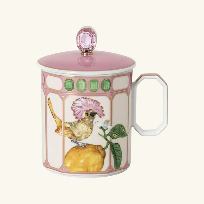rosenthal idyllia mug with lid flycatcher pink