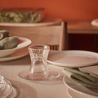 دملاج طقم  ثلث  المؤلف من 6 فناجين للشاي مع صحونها بتصميم شفاف