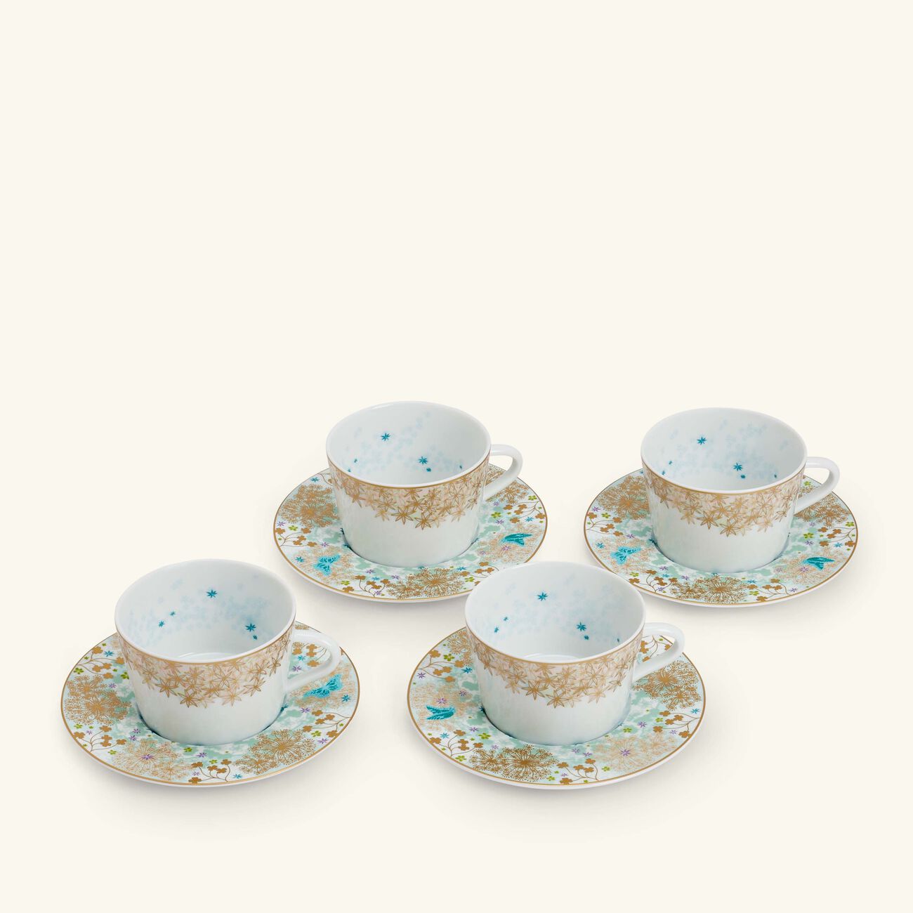 bernardaud tea cup saucer blue set of 4