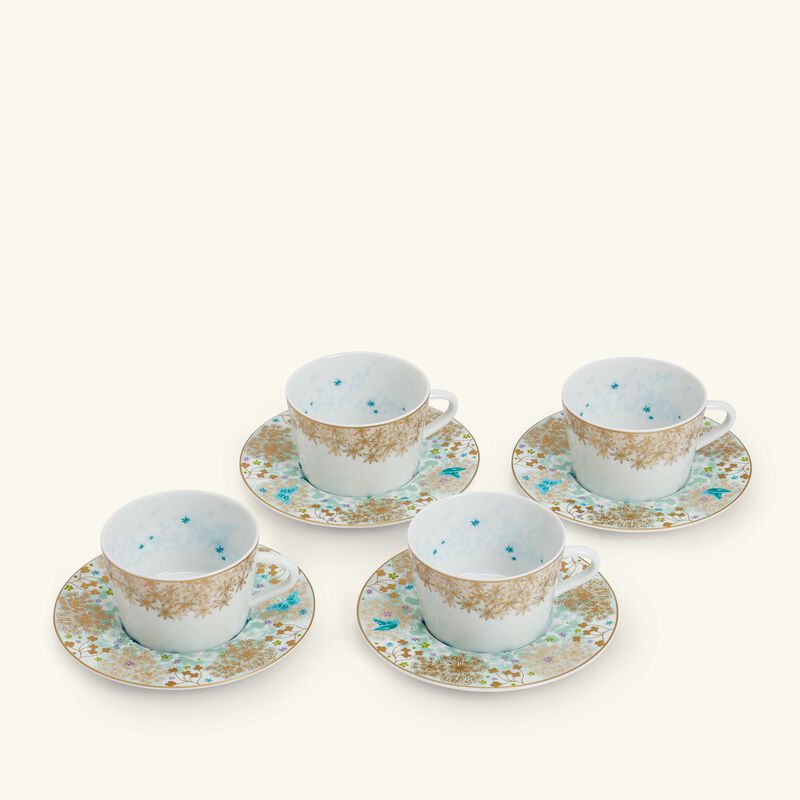bernardaud tea cup saucer blue set of 4