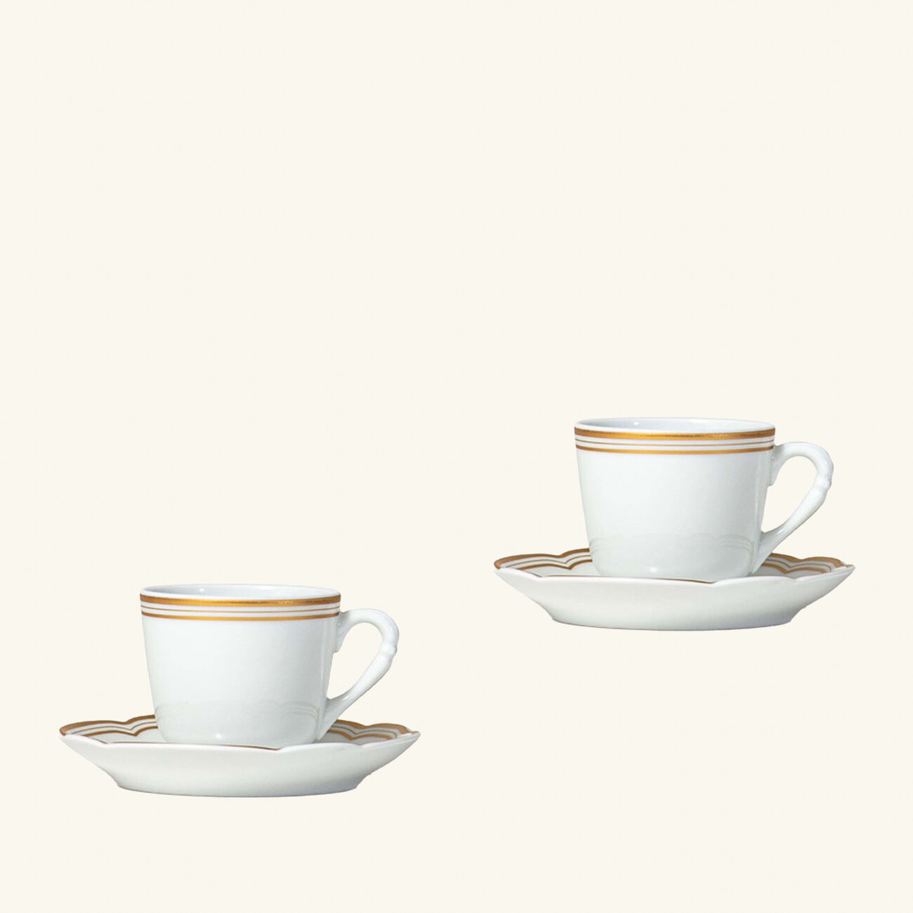 bernardaud pompadour espresso cups and saucers gold set of 2