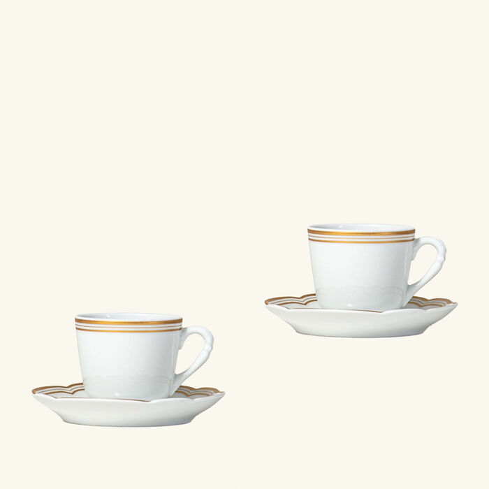 bernardaud pompadour espresso cups and saucers gold set of 2