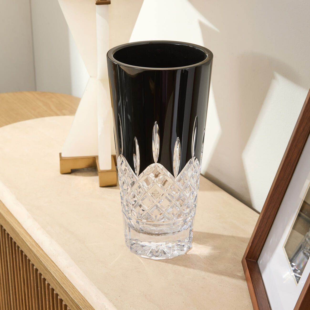 waterford lismore black vase medium black