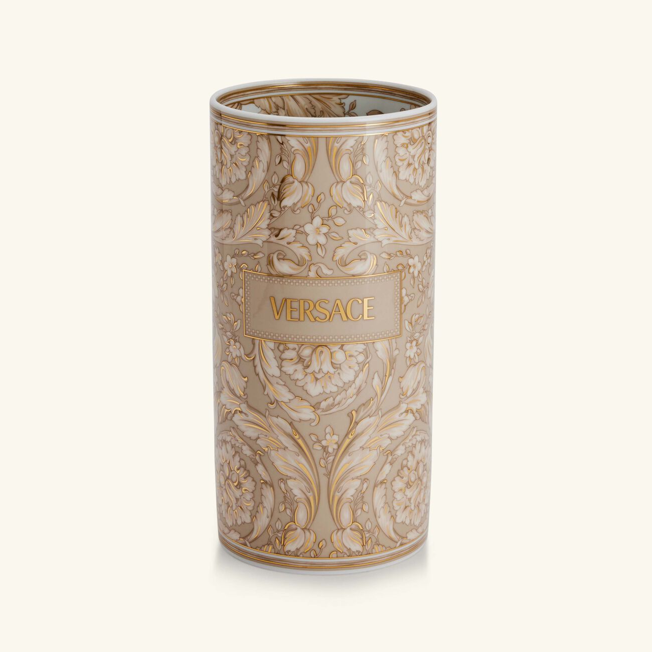 versace barocco beige vase round medium