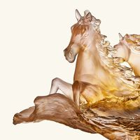 daum cavalcade glazed centerpiece brown limited edition