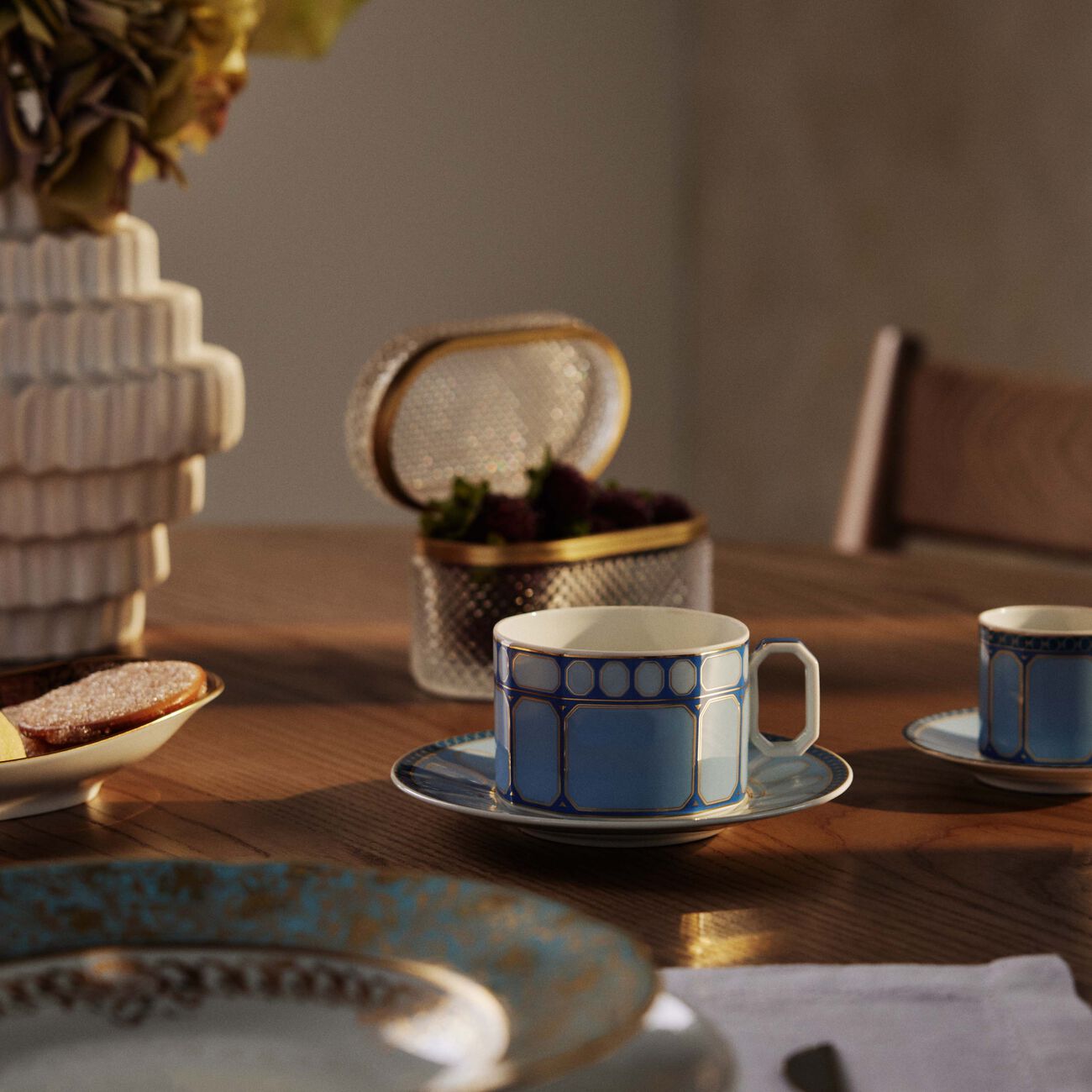 rosenthal signum azure tea cup   saucer blue