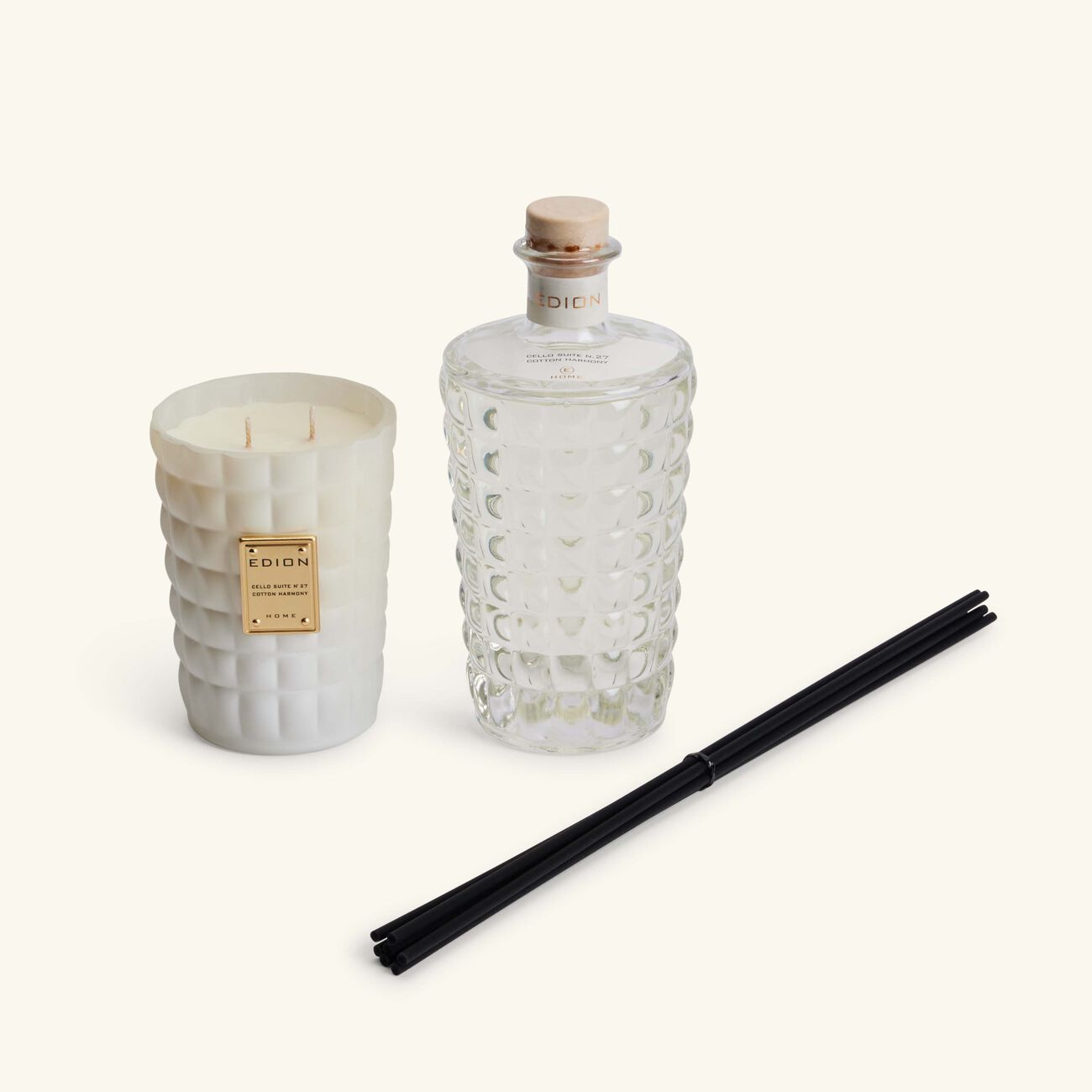 edion cello suite no 27 cotton harmony bianca candle   diffuser set