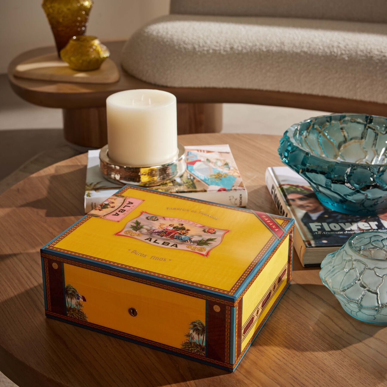 elie bleu flora de alba cigar humidor yellow