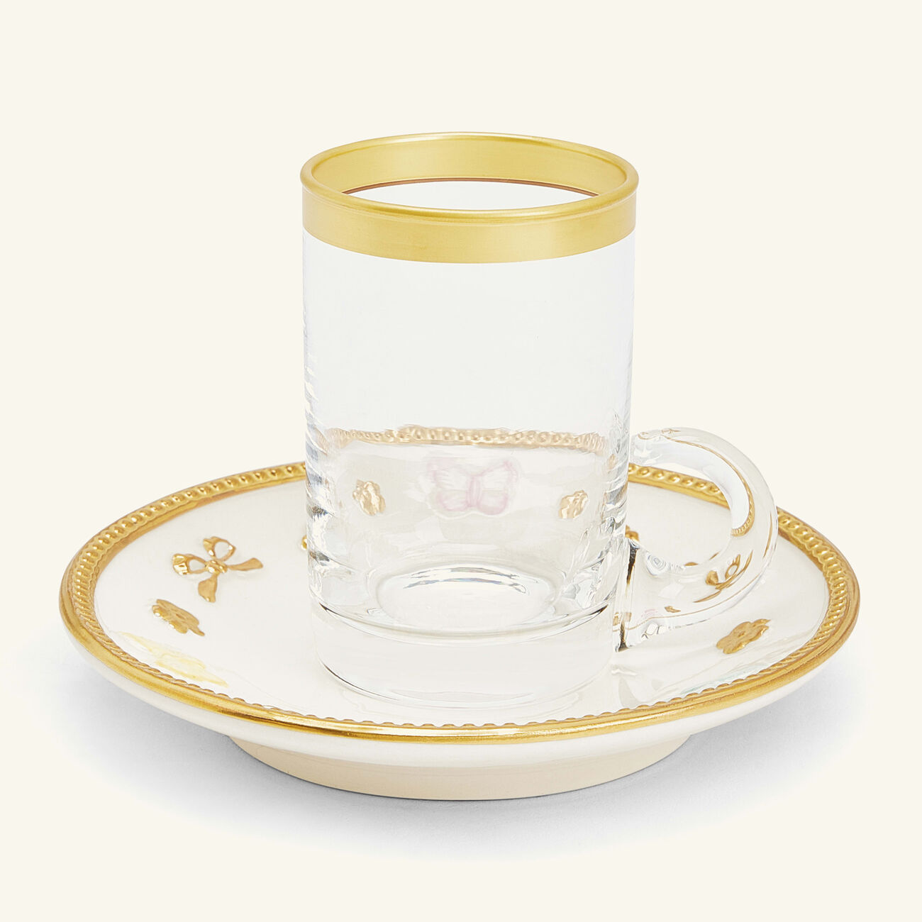 villari butterfly arabic tea cup saucer white