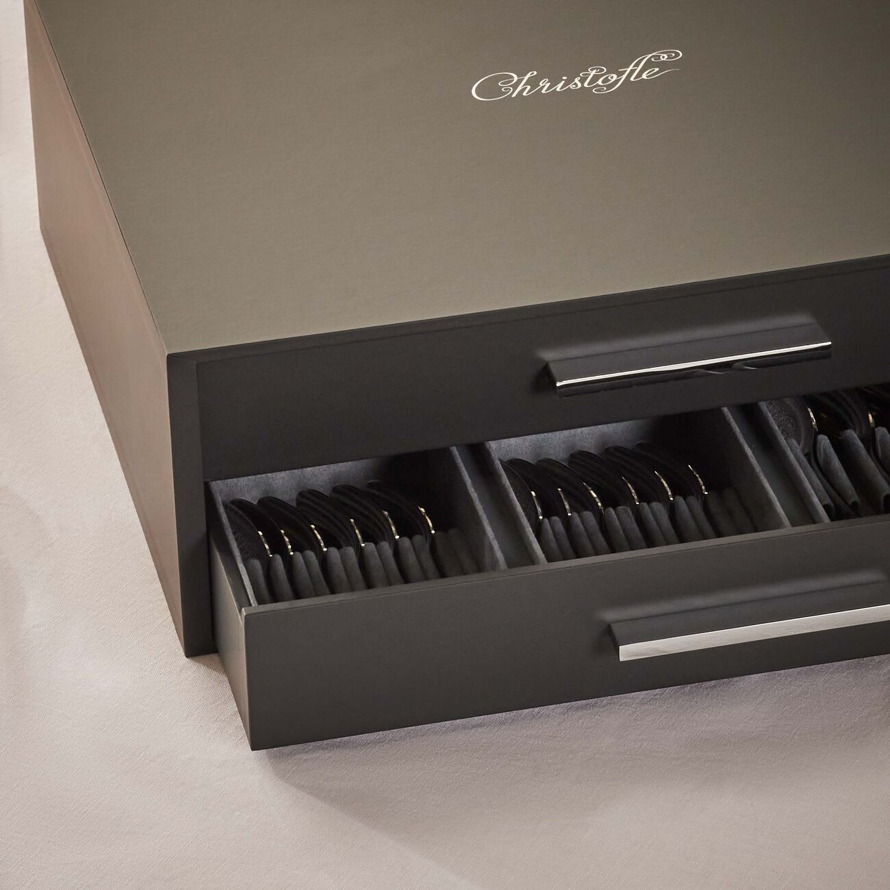 christofle fidelio flatware set with chest silver plated