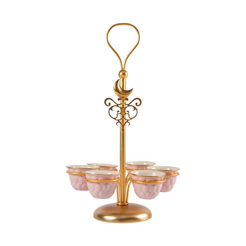 Peacock Extravaganza Gold & Lilac Arabic Coffee Cup Holder, large