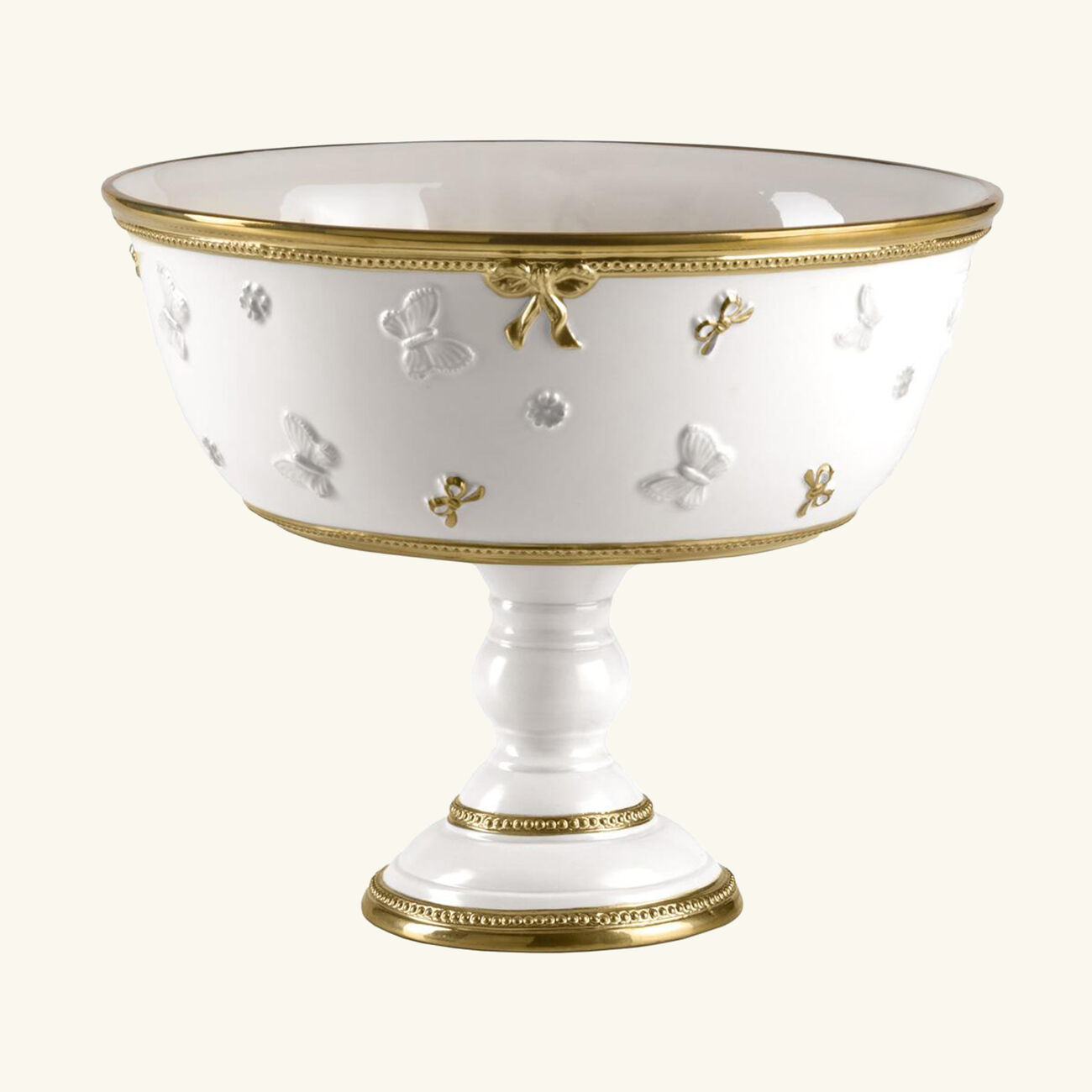 فيلاري وعاء الفاكهة باترفلاي بأقدام مرتفعة أبيض