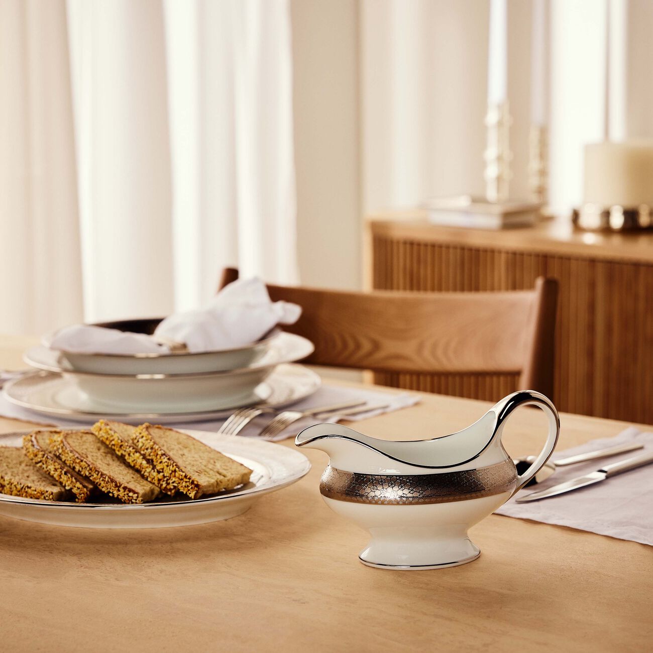 bernardaud divine gravy boat grey