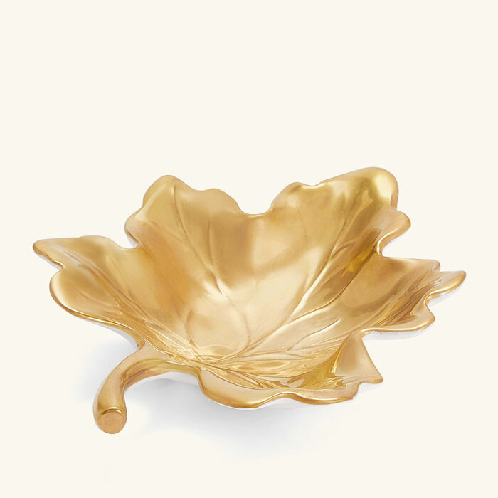 villari autumn fig leaf trinket tray gold