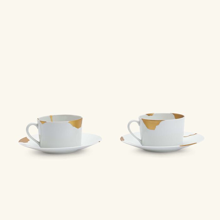 bernardaud kintsugi tea cup saucer gold set of 2