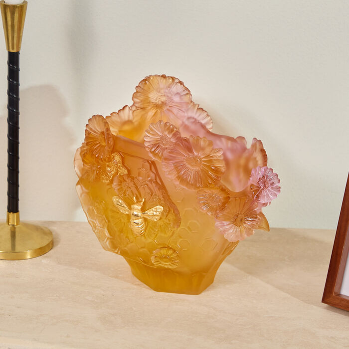 Or d’Abeille Vase Medium Orange Limited Edition daum or d abeille vase medium orange limited edition