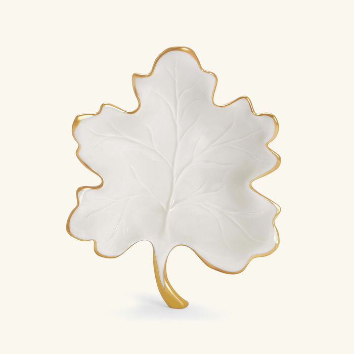 Autumn Fig Leaf Trinket Tray Small White villari autumn fig leaf trinket tray small white