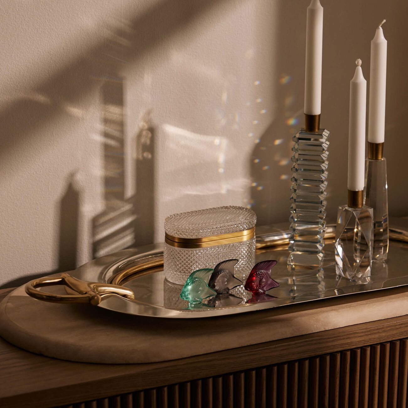 lalique fish figurine mini grey