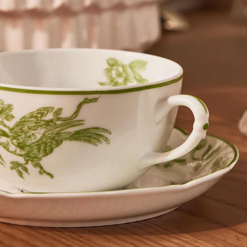 Albertine Tea Cup & Saucer Green Set Of 2 bernardaud albertine tea cup saucer green set of 2