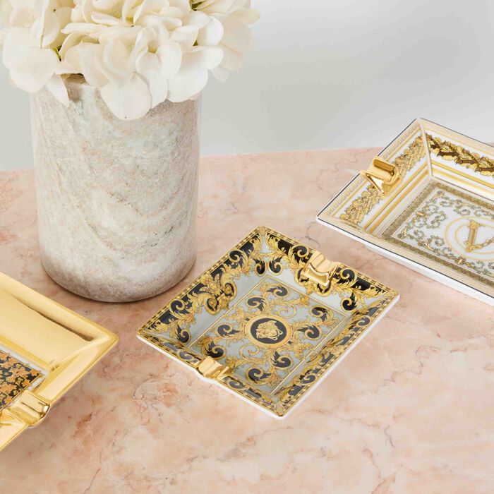 فيرساتشي منفضة برستيج جالا مستطيلة صغيرة رمادية