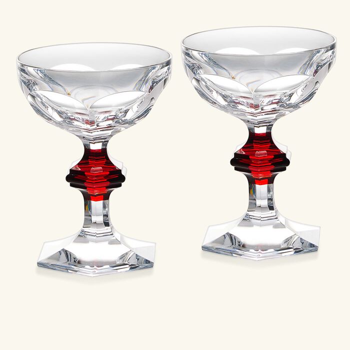 baccarat harcourt 1841 champagne glass red set of 2