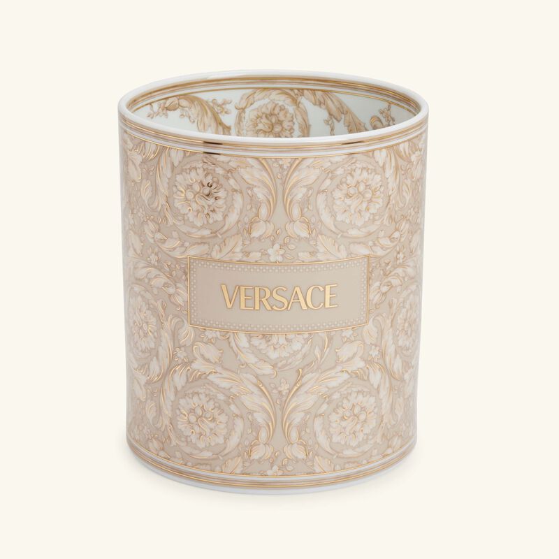 Barocco Beige Vase Round Small versace barocco beige vase round small