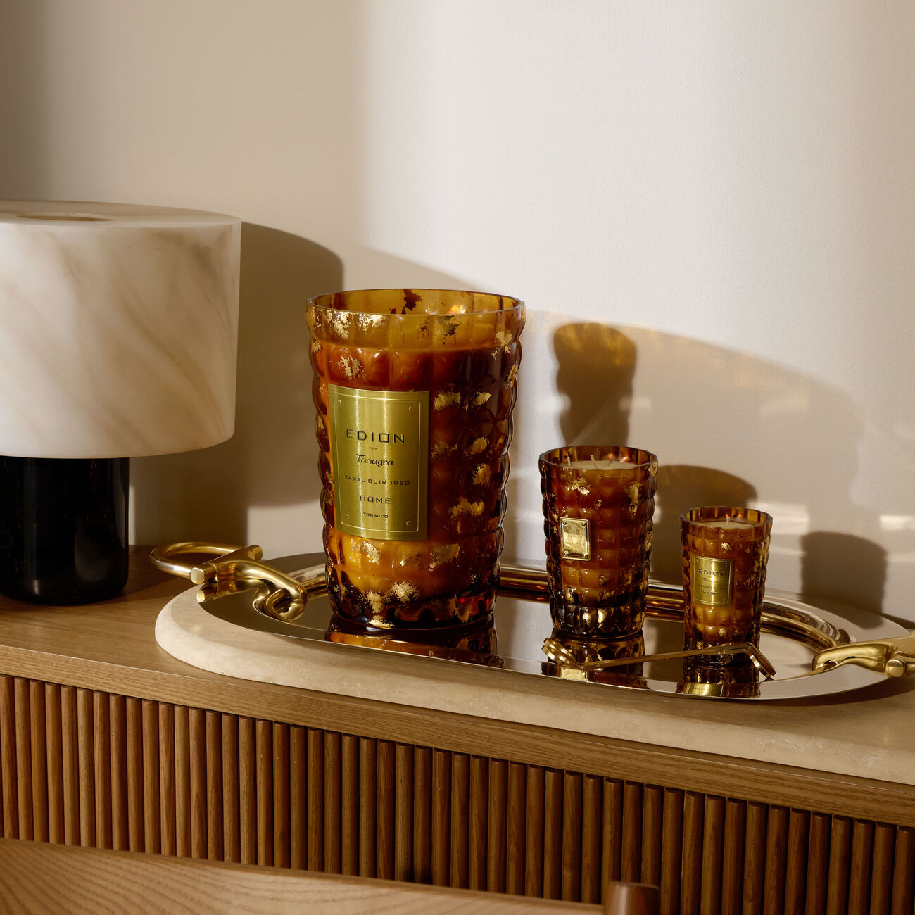 edion tobacco amber scented candle 300g