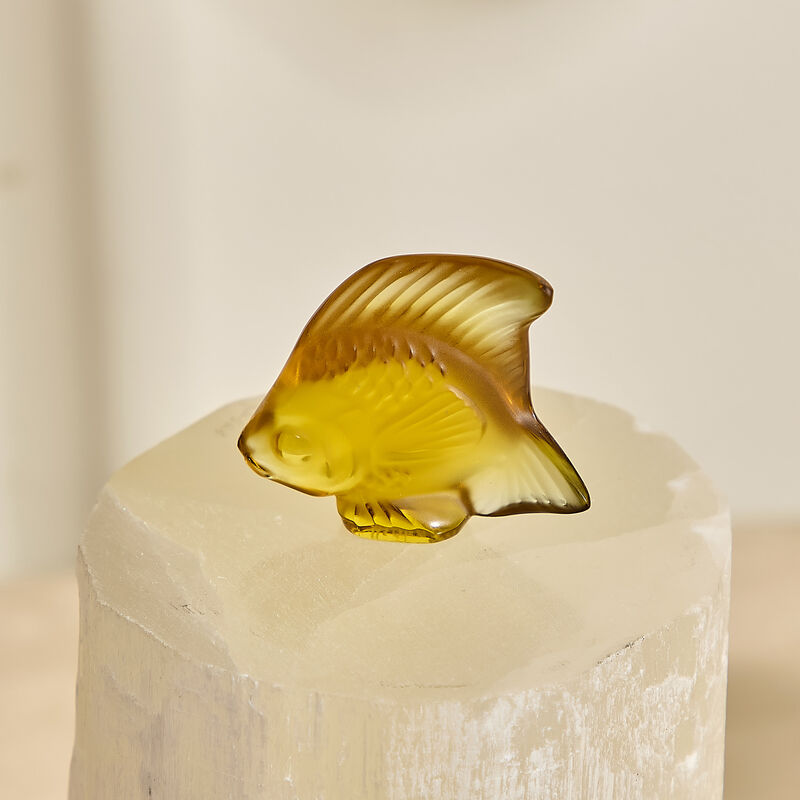 lalique fish sculpture small yellow