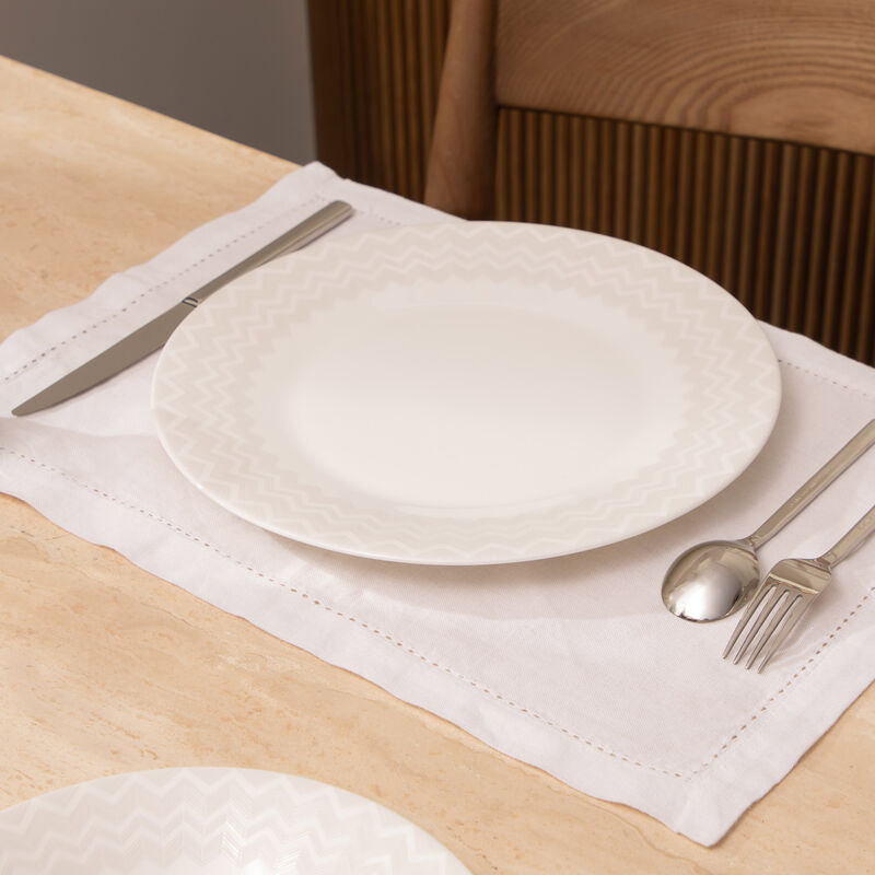 طبق عشاء زيج زاج دائري أبيض 27 سم من قطعتين ميسوني هوم طبق عشاء زيج زاج دائري أبيض 27 سم من قطعتين