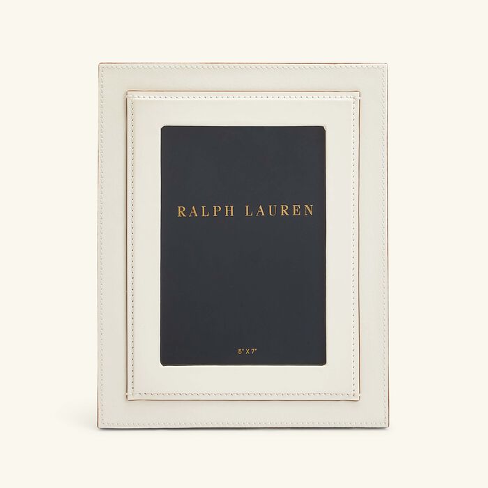 ralph lauren home brennan leather frame white 13x18cm