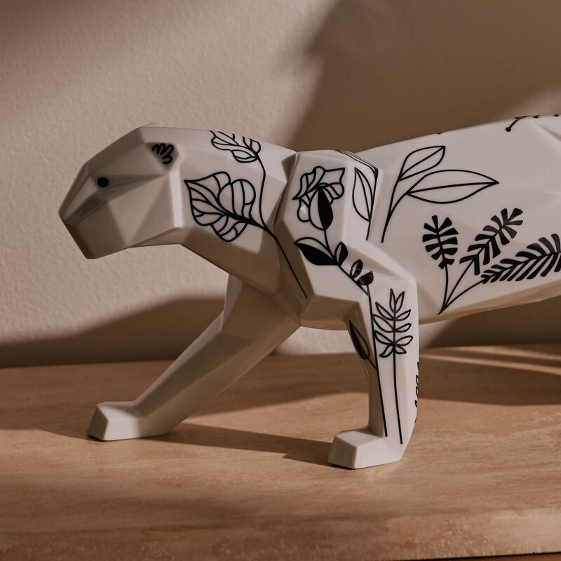 لادرو منحوتة جنغل بانتر بلون أبيض كبيرة الحجم