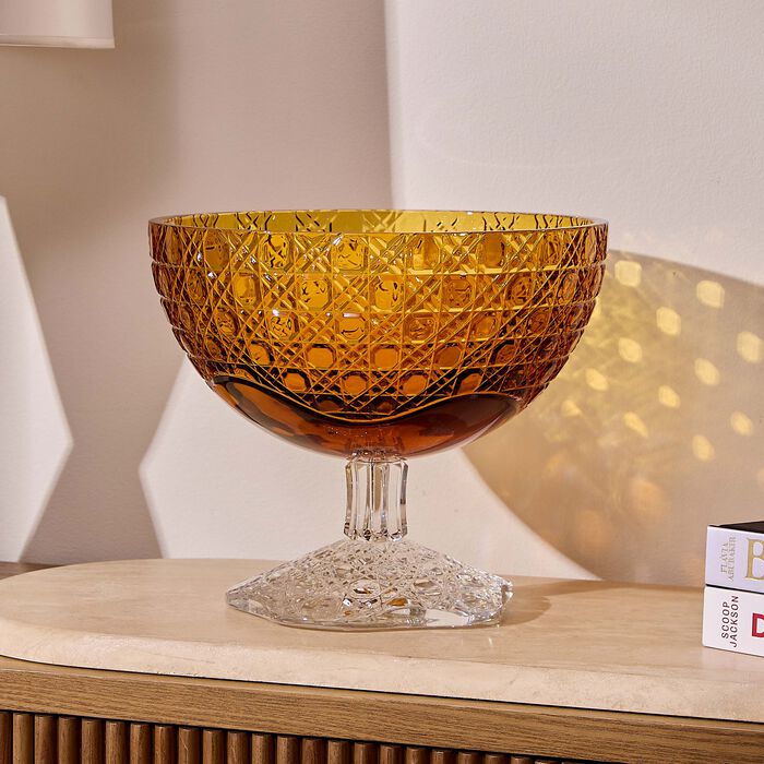 mario cioni   c metamorphosis footed centerpiece yellow medium