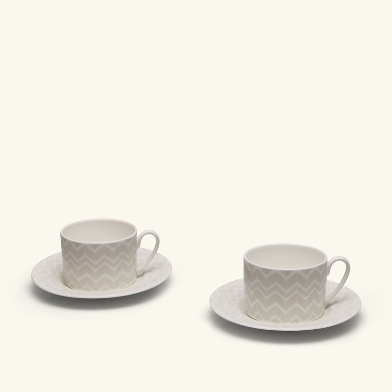 ZIG ZAG Tea Cup & Saucer White Set of 2 missoni home zig zag tea cup saucer white set of 2
