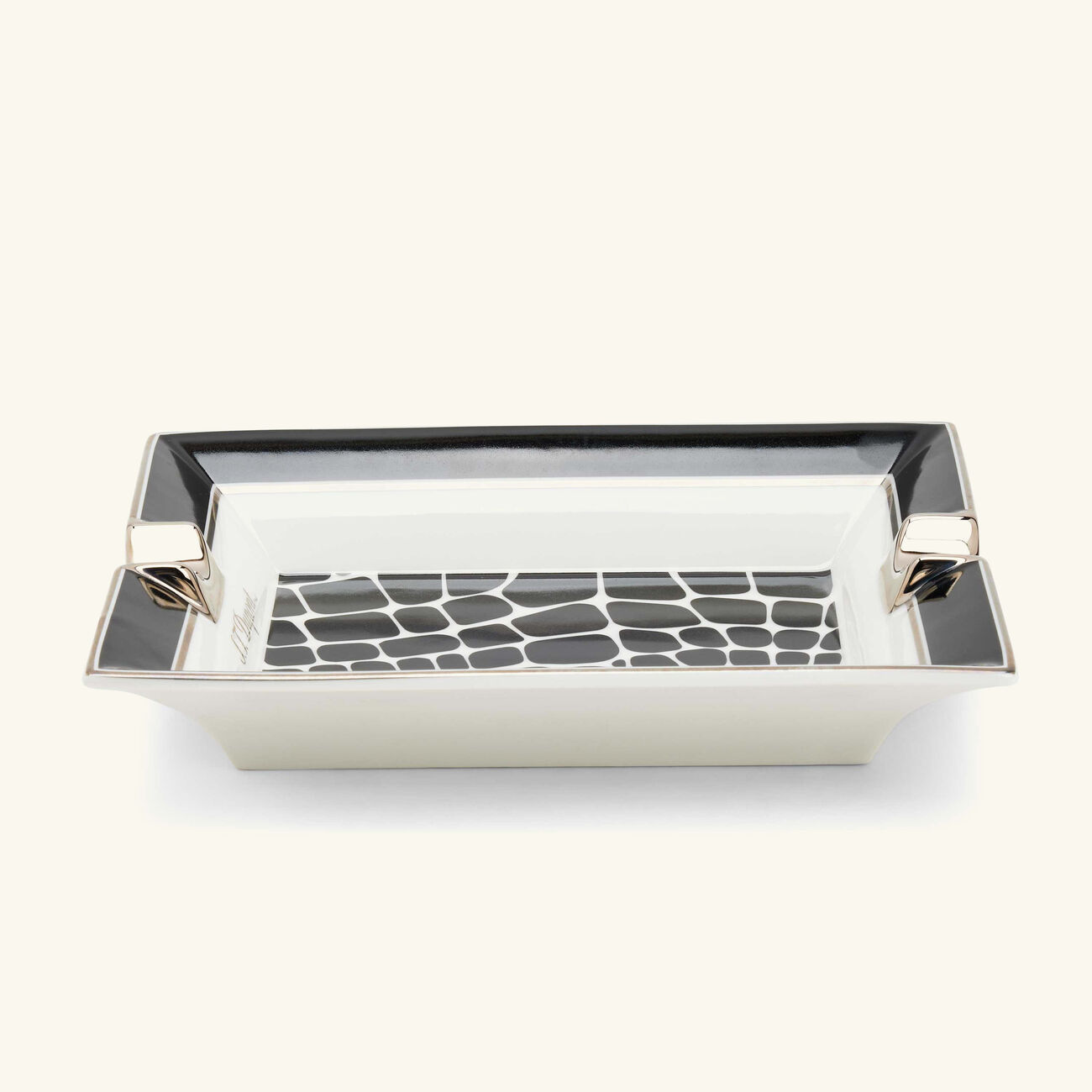 st dupont crocodile ashtray rectangular mini black