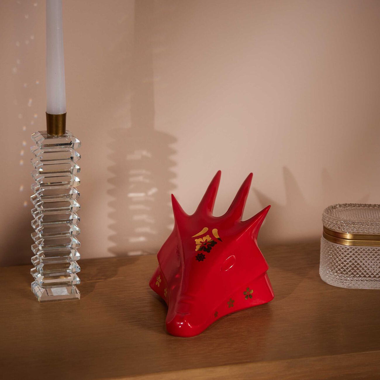 lladro the dragon sculpture small red