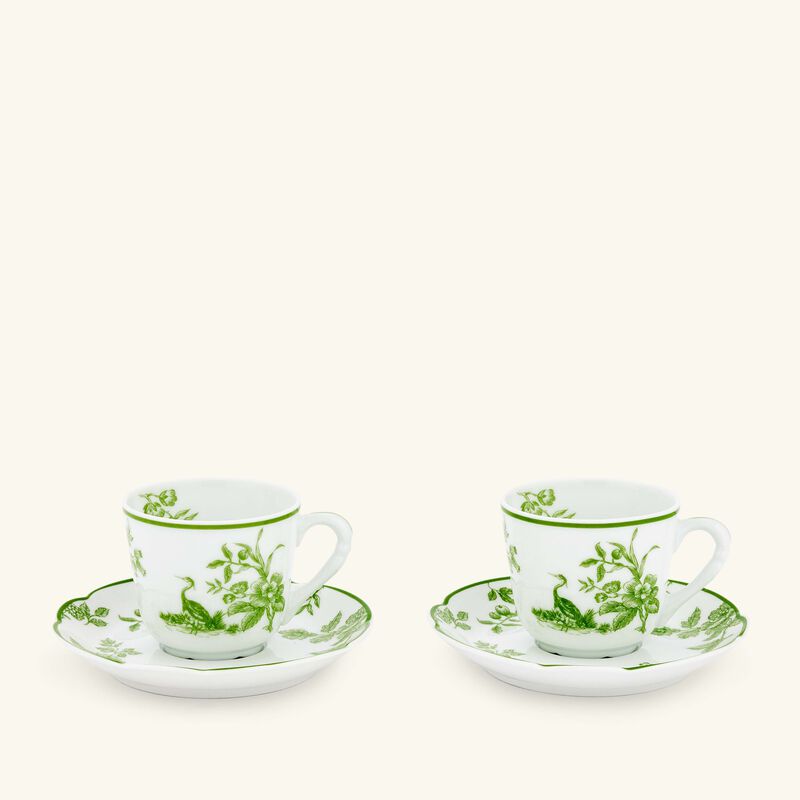 Albertine Coffee Cup & Saucer Green Set Of 2 bernardaud albertine coffee cup saucer green set of 2